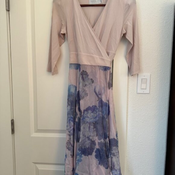 Seraphine Maternity/Nursing Wrap Dress in Pastel Blush & Blue Floral - Size 6 US - Picture 5 of 7